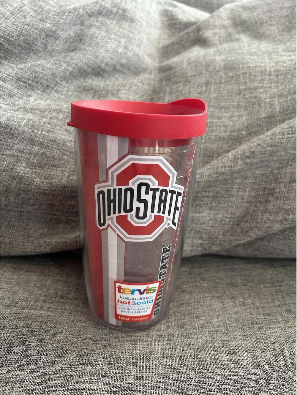 Tervis Tumbler Ohio State Buckeyes Brutus 16 Ounce Red Lid